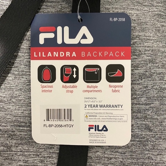 FILA Lilandra Backpack in light & dark grey NWT - Picture 13 of 14